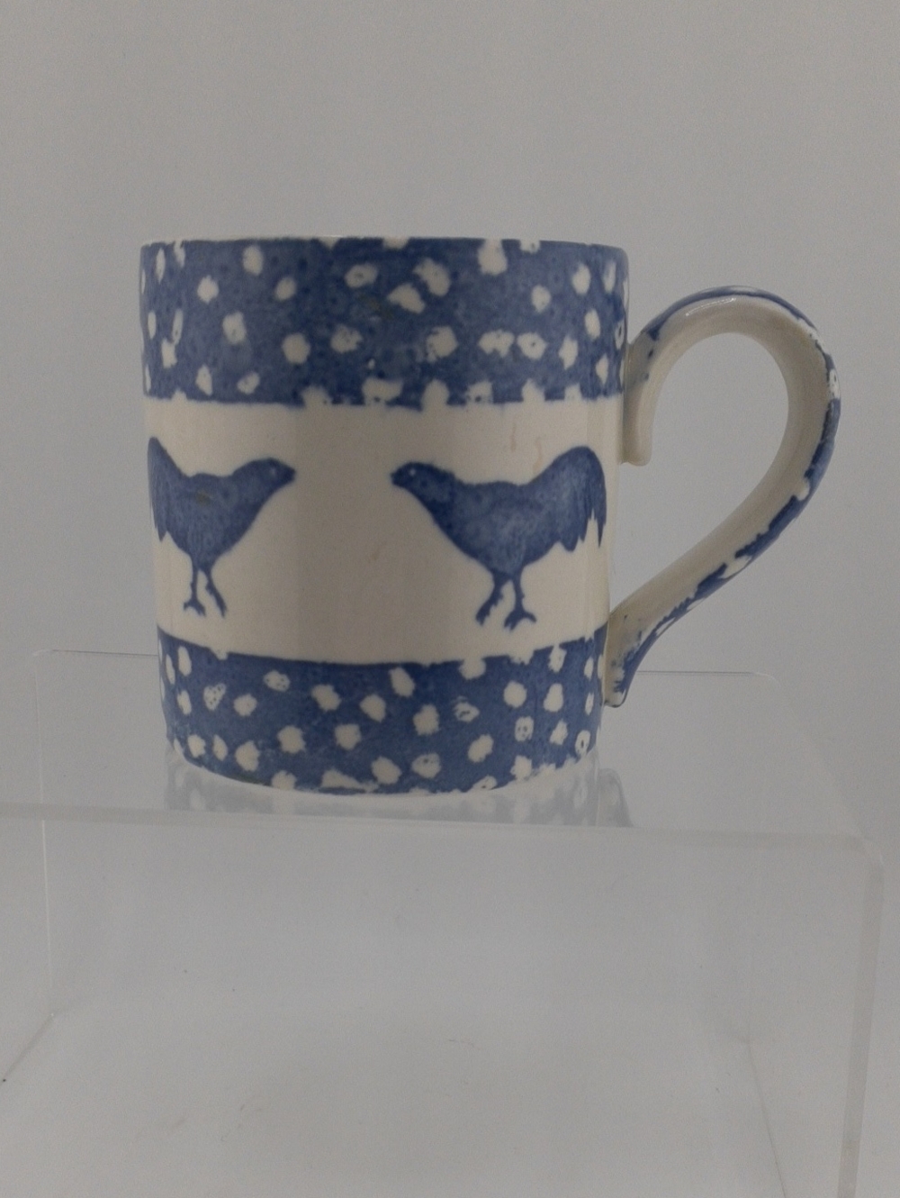 Vintage Burleigh (Burgess & Leigh) Chanticleer Rooster Mug Blue Speckled